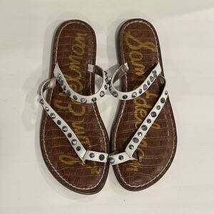 SAM EDELMAN Gordie White Leather Studded Strappy Sandal Size 7 (EU 37)